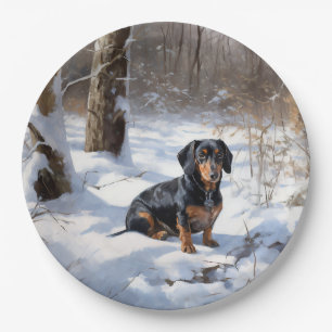 Dachshund Let It Snow Kerstmis Papieren Bordje