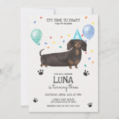 Dachshund Lets Pawty Chien Anniversaire Invitation (Devant)