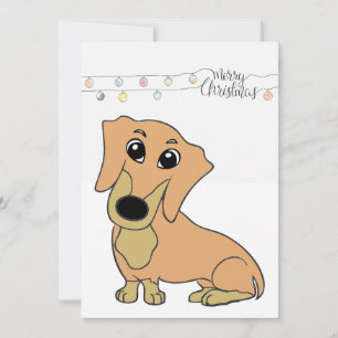 dachshund lichtbruin en bruin cartoon feestdagenkaart