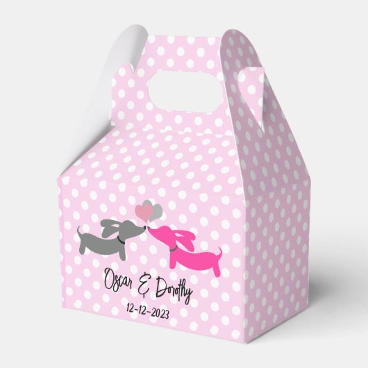 Dachshund liefde bruiloft kus personaliseren bedankdoosjes (Voorkant Zijde)