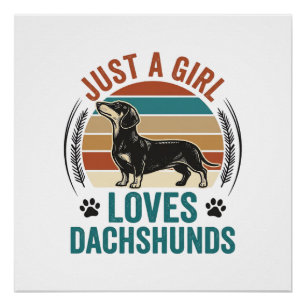 Dachshund Liefhebber Shirt Vintage Sunset Hond Gra Perfect Poster