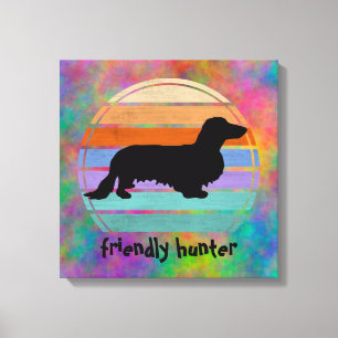 Dachshund Long Hair - Silhouette 1 Canvas Afdruk