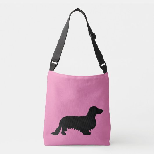 Dachshund Long Hair - Silhouette 1 Crossbody Tas (Voorkant)