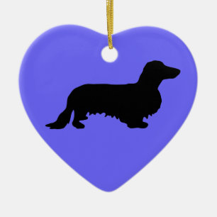 Dachshund Long Hair - Silhouette 1 Keramisch Ornament