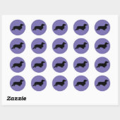 Dachshund Long Hair - Silhouette 1 Ronde Sticker (Vel)