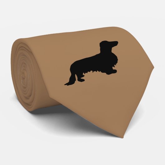 Dachshund Long Hair - Silhouette 1 Stropdas (Opgerold)