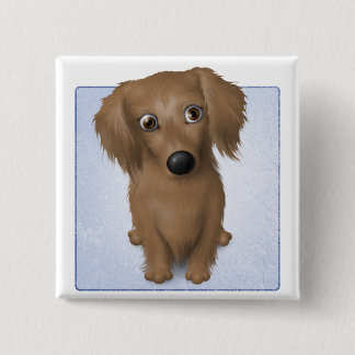 Dachshund (Long-Hair) Vierkante Button 5,1 Cm