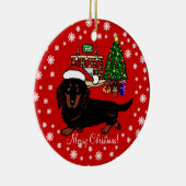 Dachshund Long Hazard Black en Tan Keramisch Ornament (Rechts)