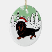 Dachshund Long Hazard Black en Tan Keramisch Ornament (Rechts)