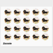 Dachshund Long Hazard Black en Tan Ronde Sticker (Vel)