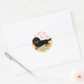 Dachshund Long Hazard Black en Tan Ronde Sticker (Envelop)