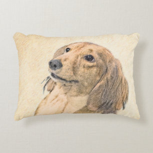 Dachshund (Longhaire) Schilderen - Oorspronkelijke Decoratief Kussen