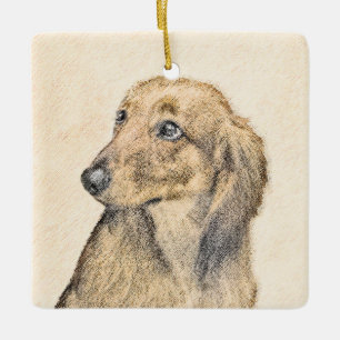 Dachshund (Longhaire) Schilderen - Oorspronkelijke Keramisch Ornament