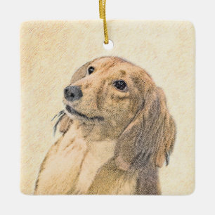 Dachshund (Longhaire) Schilderen - Oorspronkelijke Keramisch Ornament