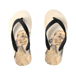 Dachshund (Longhaire) Schilderen - Oorspronkelijke Kinder Teenslippers