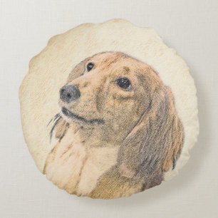 Dachshund (Longhaire) Schilderen - Oorspronkelijke Rond Kussen