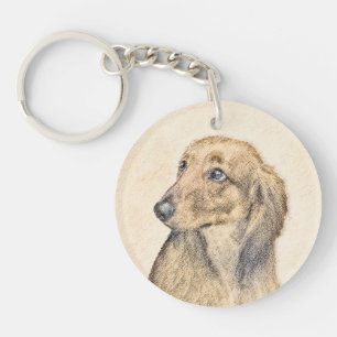 Dachshund (Longhaire) Schilderen - Oorspronkelijke Sleutelhanger