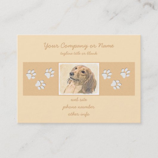 Dachshund (Longhaire) Schilderen - Oorspronkelijke Visitekaartje (Voorkant)