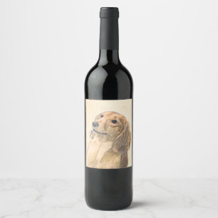 Dachshund (Longhaire) Schilderen - Oorspronkelijke Wijn Etiket