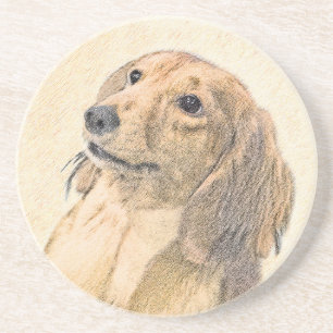 Dachshund (Longhaire) Schilderen - Oorspronkelijke Zandsteen Onderzetter