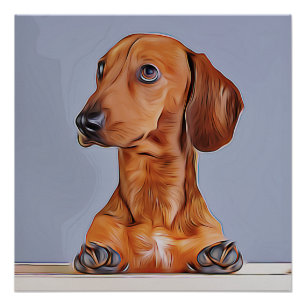 Dachshund Looking Away Doxie Dog Birthday Poster Perfect Poster