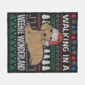 Dachshund loopt in een Weenieland Fleece Deken (Voorkant (Horizontaal))