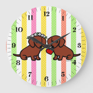 Dachshund Love Couple Cartoon Grote Klok