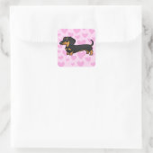 Dachshund Love (gladde jas) Vierkante Sticker (Tas)