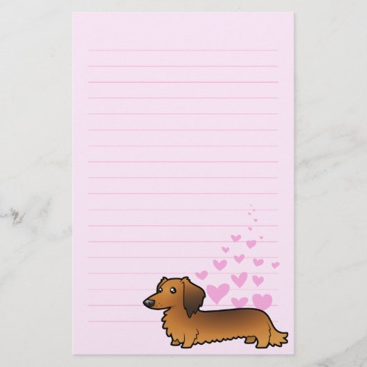 Dachshund Love (longhair) Briefpapier (Voorkant)