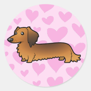 Dachshund Love (longhair) Ronde Sticker