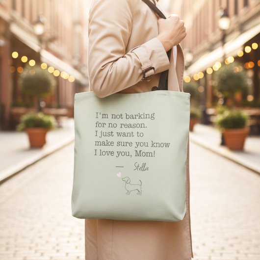 Dachshund Love Message Personalized Sage Green Draagtas