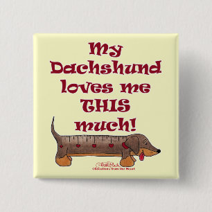 Dachshund Love Meter Vierkante Button 5,1 Cm