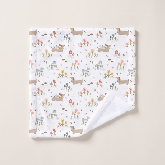 Dachshund Lover Weiner Chien Saucisse Chien Fleur  (Gant de toilette)