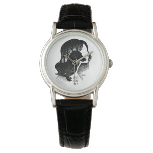 Dachshund Mam Dotwork Pointillism Illustratie Horloge