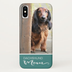 Dachshund Mam Longhaire Voeg je hond foto toe iPhone X Hoesje