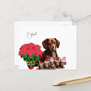 Dachshund Mama en puppies Kerstmis Briefkaart