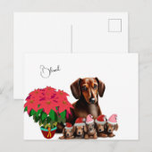 Dachshund Mama en puppies Kerstmis Briefkaart (Voorkant / Achterkant)
