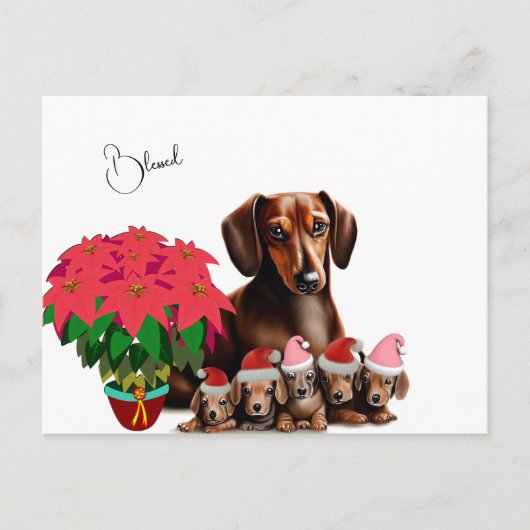 Dachshund Mama en puppies Kerstmis Briefkaart (Voorkant)