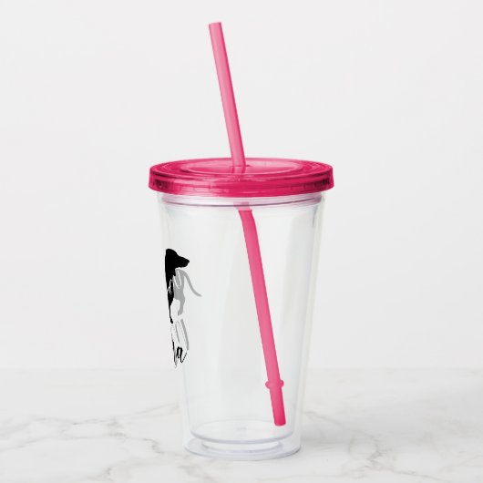 Dachshund Mama Script & Dog Silhouette Acryl Drinkbeker (Links)