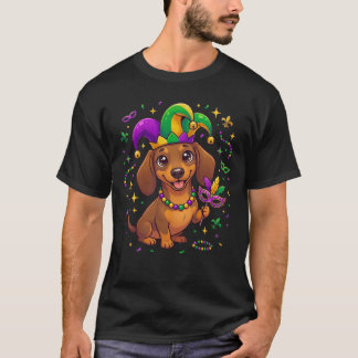 Dachshund Mardi Gras Wiener Dog Fun Party Pajamas T-shirt