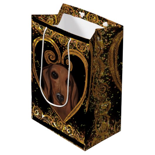 DACHSHUND MEDIUM CADEAUZAKJE (Voorkant Gekanteld)