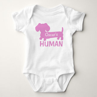 Dachshund Meisje Menselijk Gepersonaliseerd in Roz Romper
