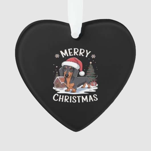 Dachshund Merry Christmas Classic T-Shirt Ornament (voorkant)