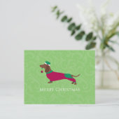 Dachshund - Merry kerstdesign Feestdagenkaart (Staand voorkant)