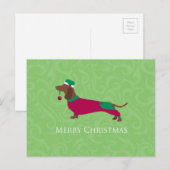 Dachshund - Merry kerstdesign Feestdagenkaart (Voorkant / Achterkant)