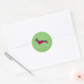 Dachshund - Merry kerstdesign Ronde Sticker (Envelop)