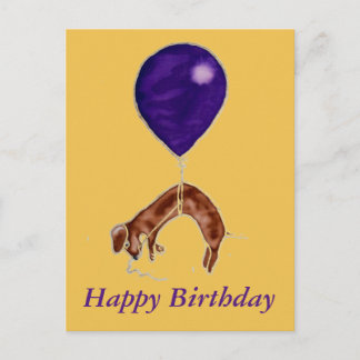 dachshund met ballon briefkaart