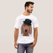 Dachshund met Black Bowler Pet T-shirt (Voorkant volledig)
