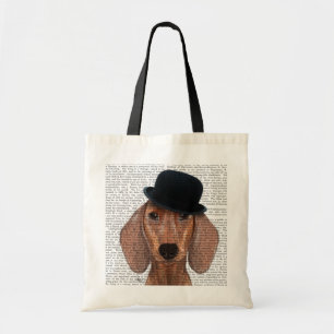 Dachshund met Black Bowler Pet Tote Bag