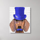 Dachshund met blauw bovenhoofd en blauwe snor canvas afdruk (Voorkant)